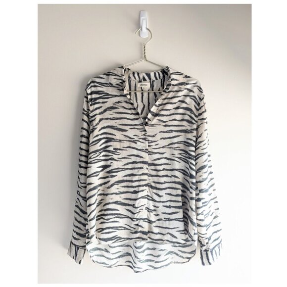 L'agence Holly Tiger Print Blouse In Coconut Husk - Picture 6 of 13